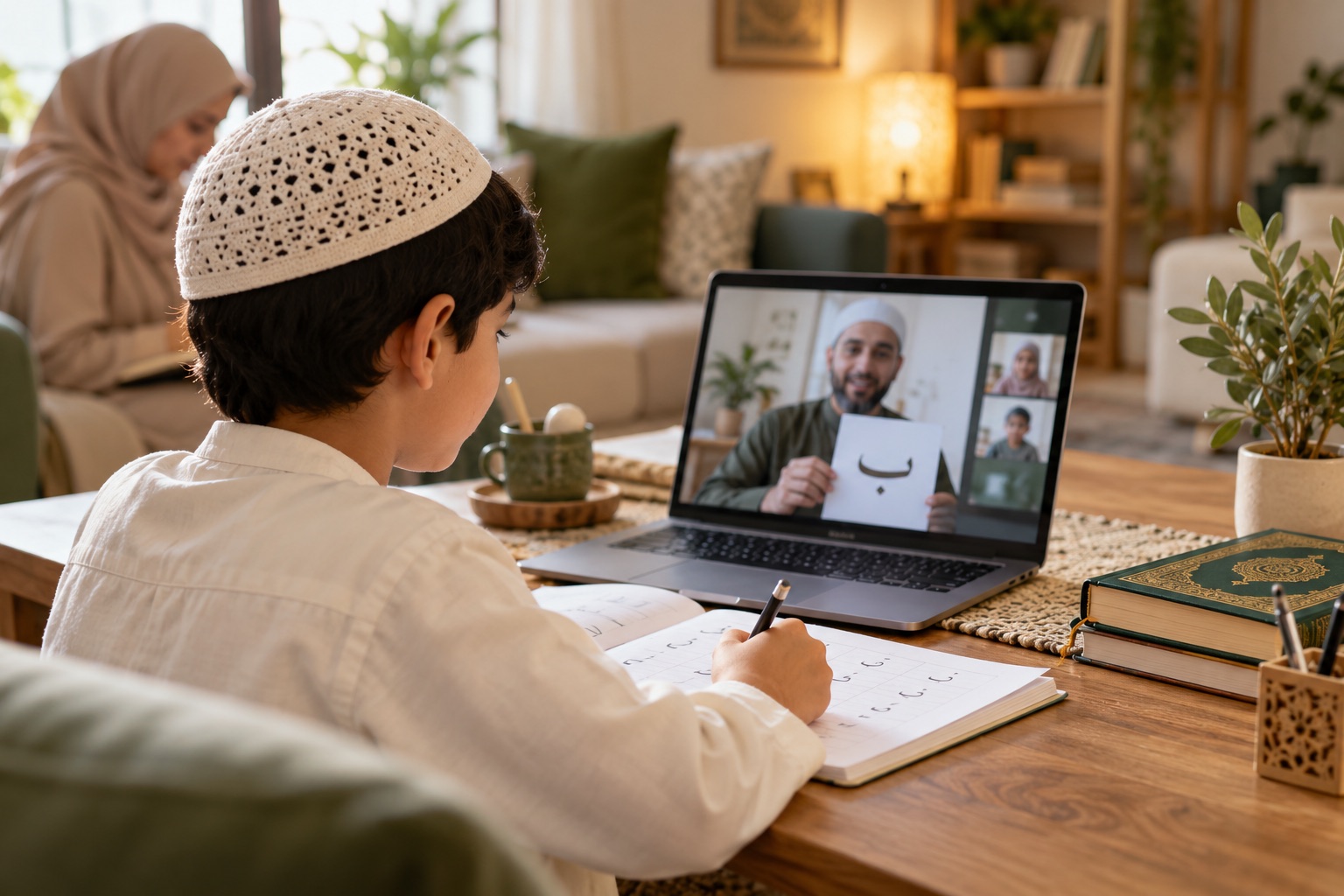 Child learning in an illustrative online class